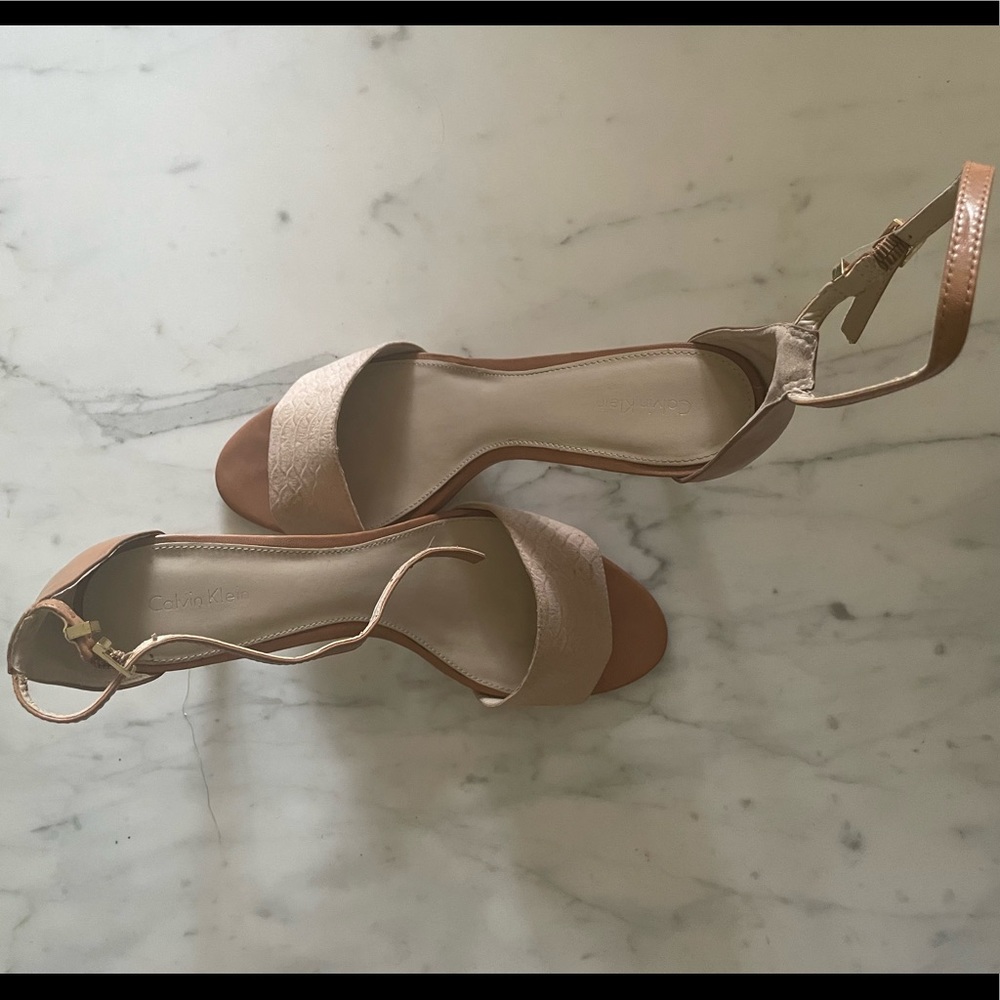 Calvin Klein kitten heels size 12 beige